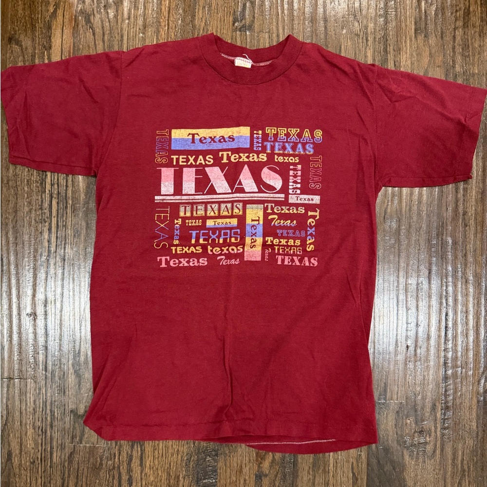 Vintage Maroon “Texas” Crew Neck T-Shirt